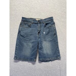 Smith & Mills Stretch Shorts Mens 33 Blue Medium Wash Denim Cotton Belt Loops